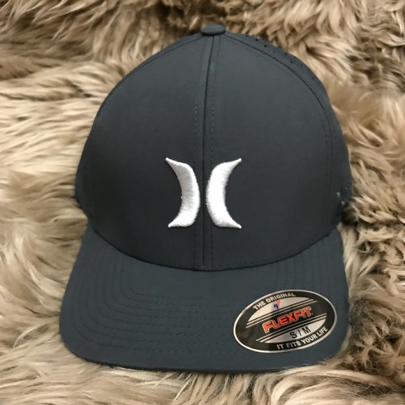 L//XL HURLEY Dri-Fit Phantom Vapor 2.0 Flexfit hat cap Black Blue Grey sz S//M